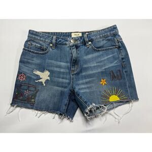 Miss Me Denim Women's Embroidered Boyfriend Cut Off Denim Shorts - 28 (31x4)